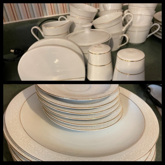 28 pcs Royalton Fine China Translucent Porcelain Golden Elegance